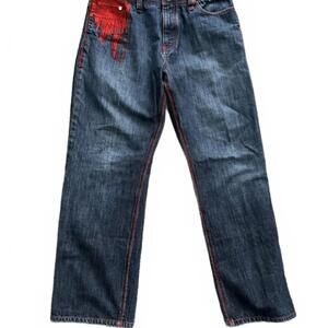Coogi Men's Jeans with Red Stitching and Pocket Detail, Size